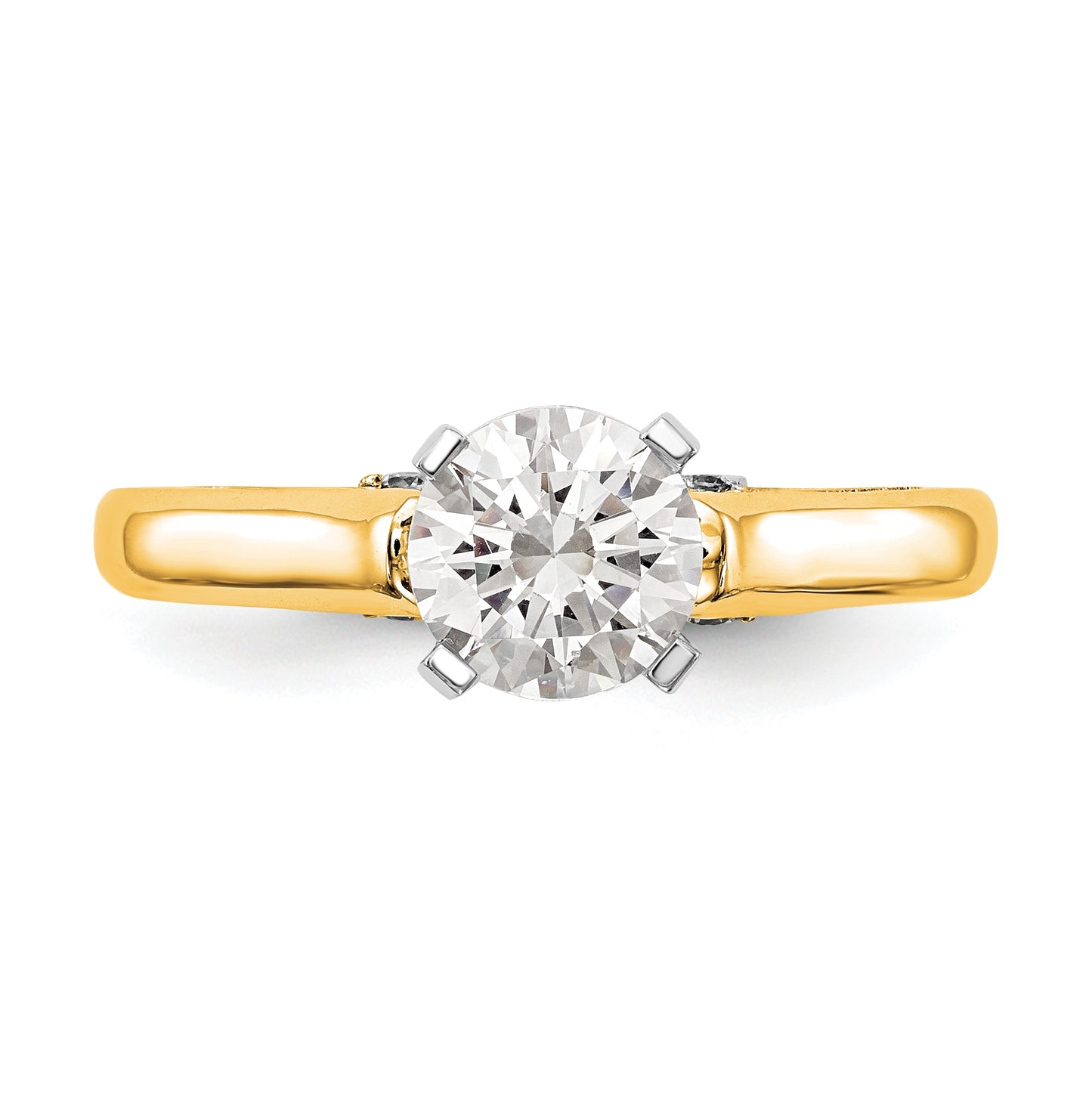 14k Yellow Gold Peg Set Solitaire Diamond Semi-mount Eng Ring