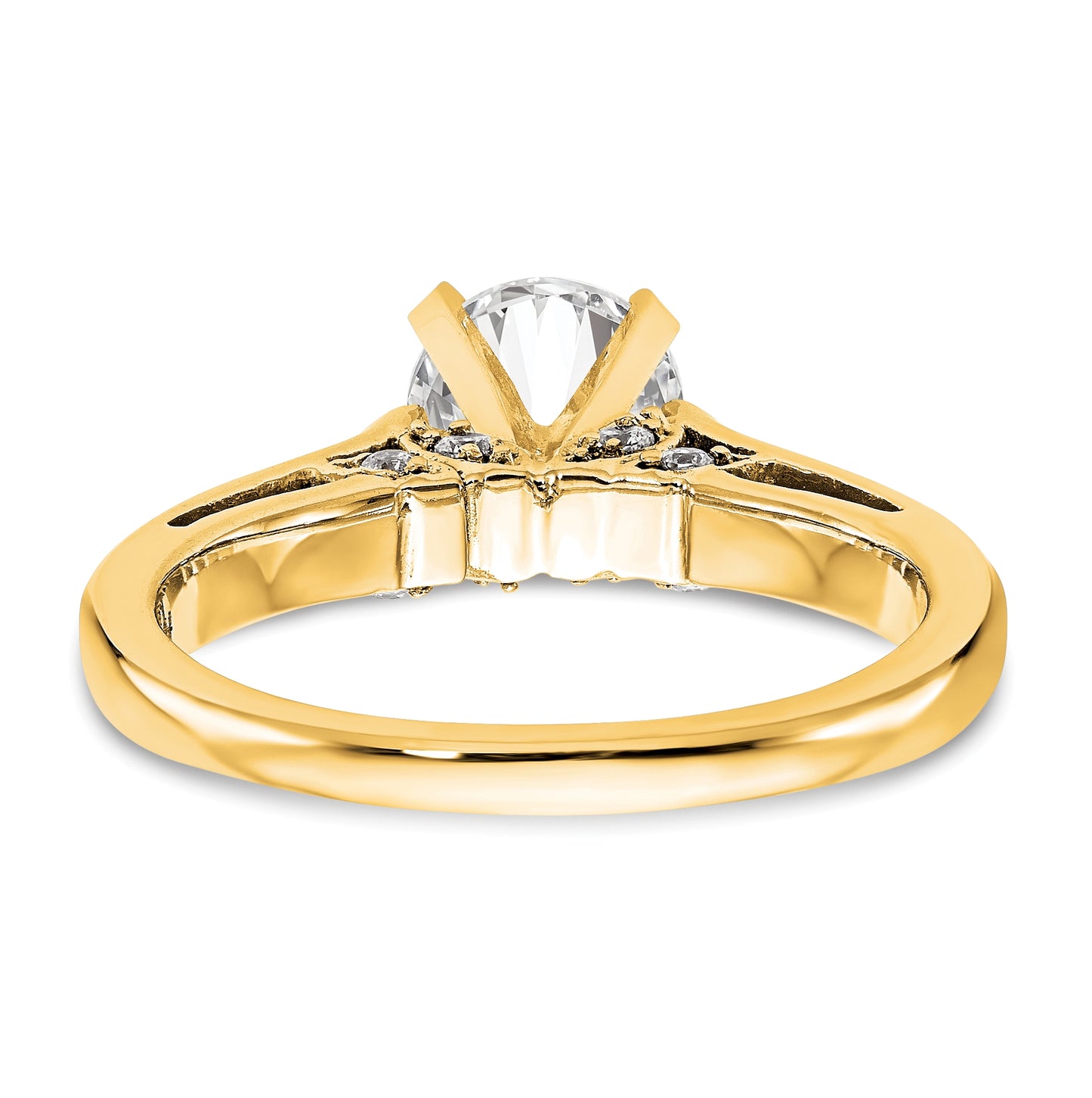 14k Yellow Gold Peg Set Solitaire Diamond Semi-mount Eng Ring
