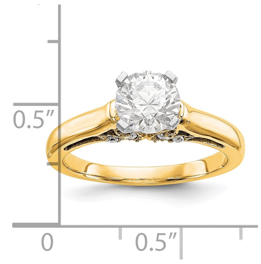 14k Yellow Gold Peg Set Solitaire Diamond Semi-mount Eng Ring