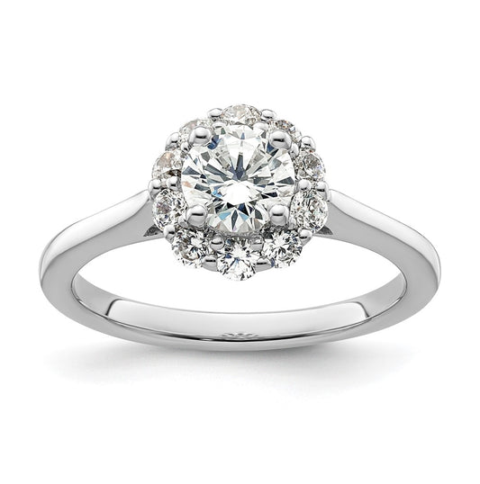 14k White Gold Halo (Holds 3/4 carat (5.8mm) Round Center ) 1/2 carat Diamond Semi-mount Engagement Ring