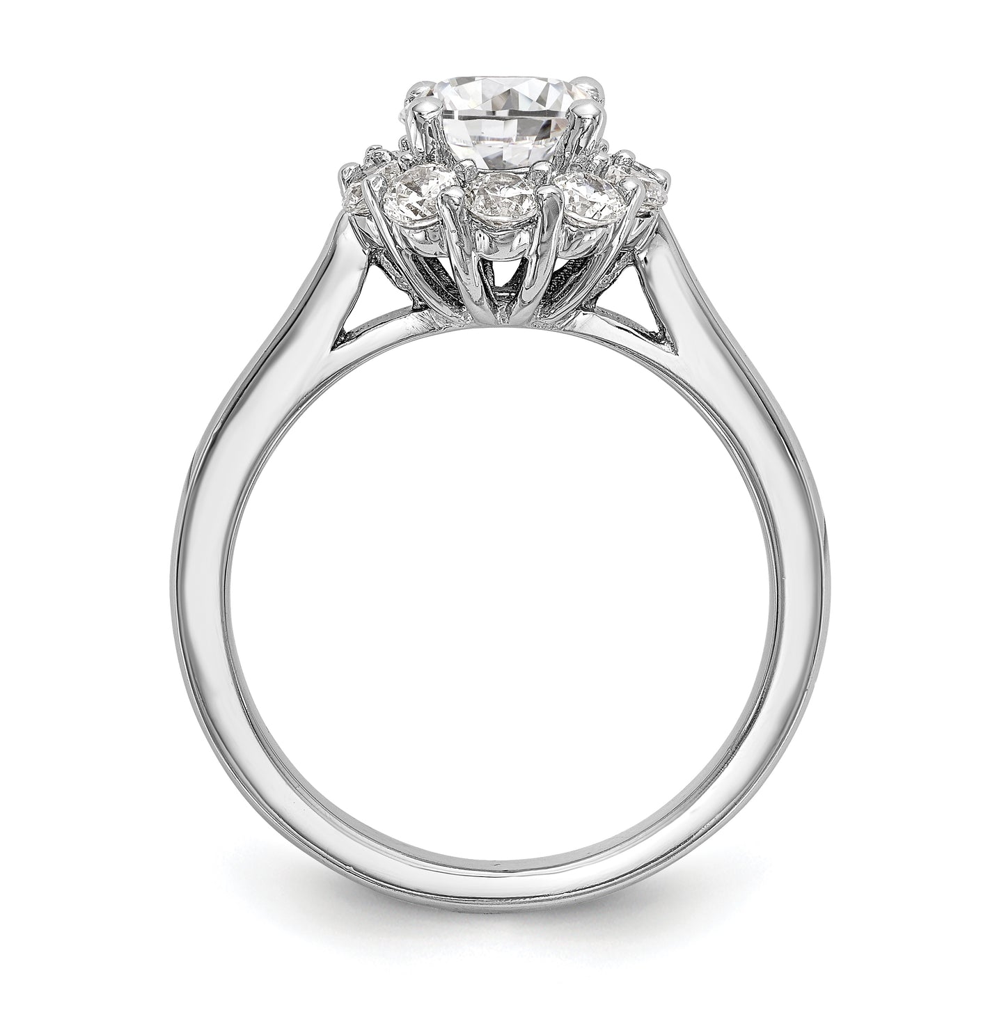 14k White Gold Halo (Holds 1 carat (6.5mm) Round Center ) 5/8 carat Diamond Semi-mount Engagement Ring