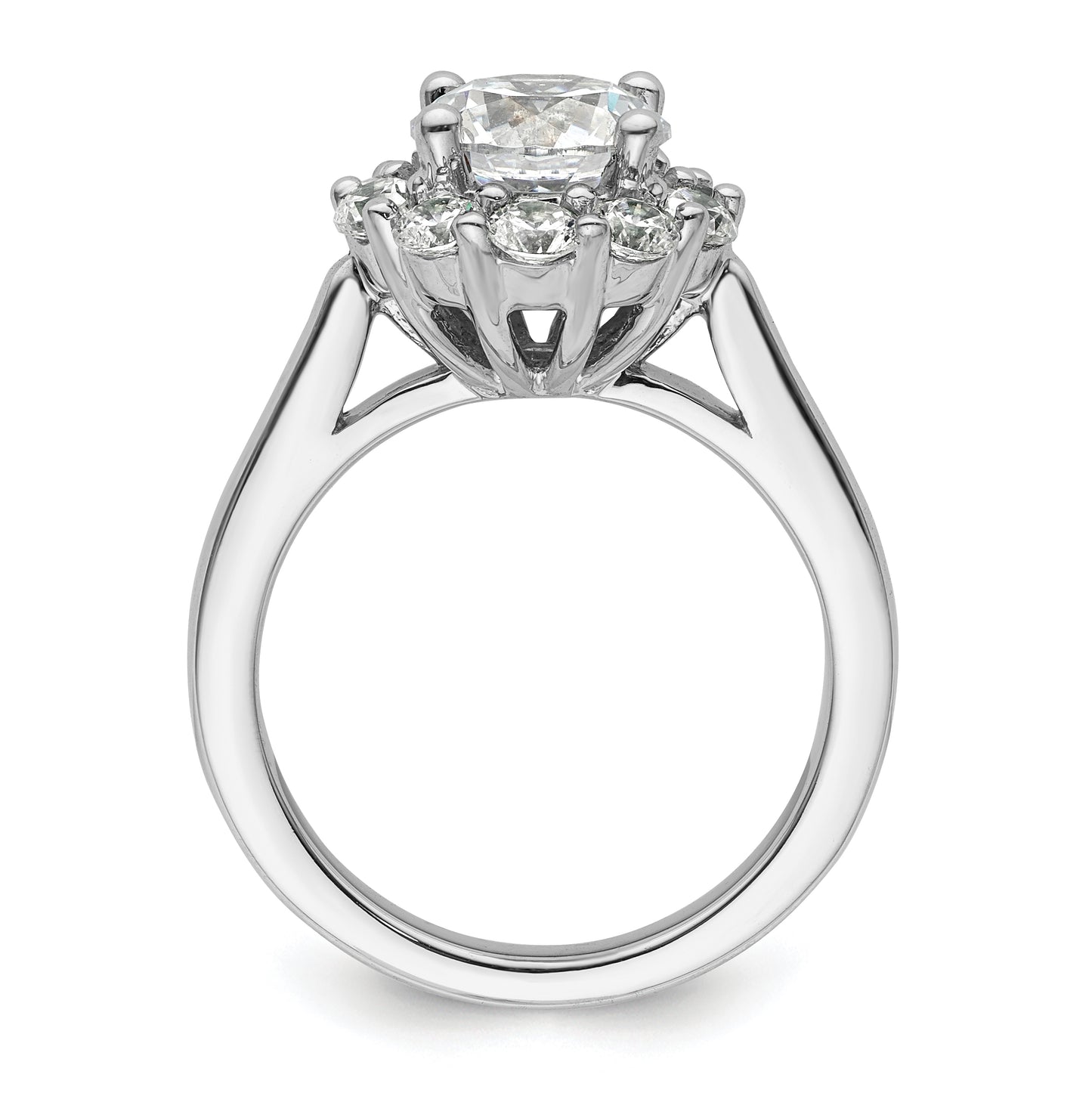 14k White Gold Halo (Holds 2 carat (8.2mm) Round Center ) 1 carat Diamond Semi-mount Engagement Ring