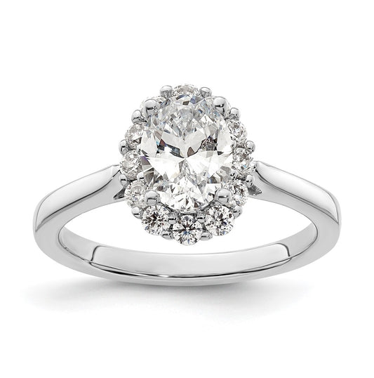 14k White Gold Halo (Holds 3/4 carat (7.5x5.0mm) Oval Center) 3/8 carat Diamond Semi-mount Engagement Ring