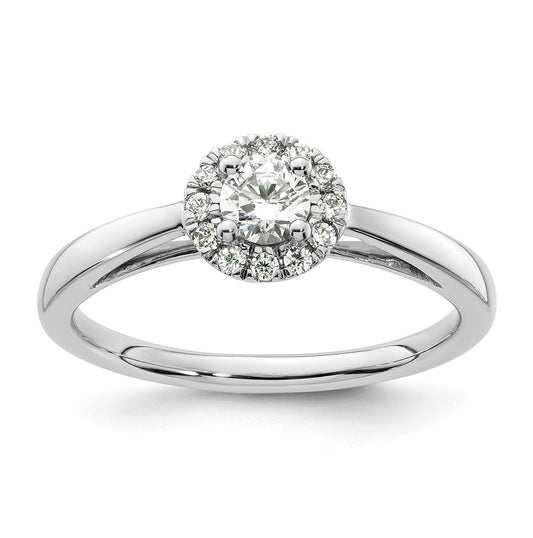 14k White Gold Halo (Holds 1/4 carat (4.00mm) Round Center) 1/8 carat Diamond Semi-mount Engagement Ring