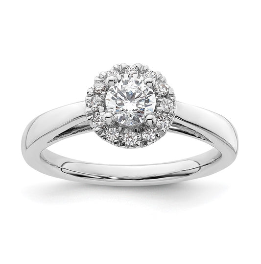 14k White Gold Halo (Holds 1/3 carat (4.5mm) Round Center) 1/8 carat Diamond Semi-mount Engagement Ring