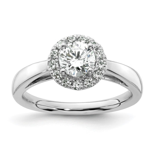 14k White Gold Halo (Holds 3/4 carat (5.8 mm) Round Center) 1/4 carat Diamond Semi-mount Engagement Ring