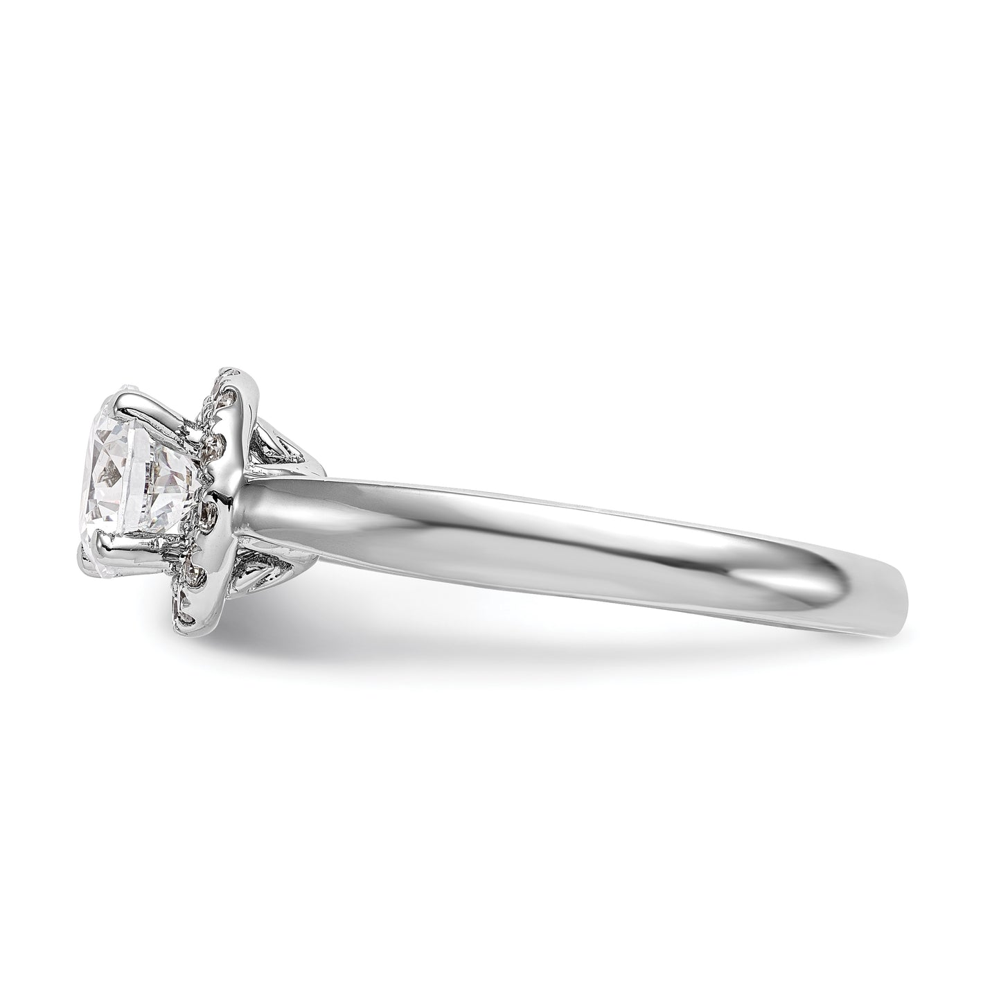 14k White Gold Halo (Holds 1 ct (6.5mm) Round Center) 1/3 ct Diamond Semi-mount Engagement Ring