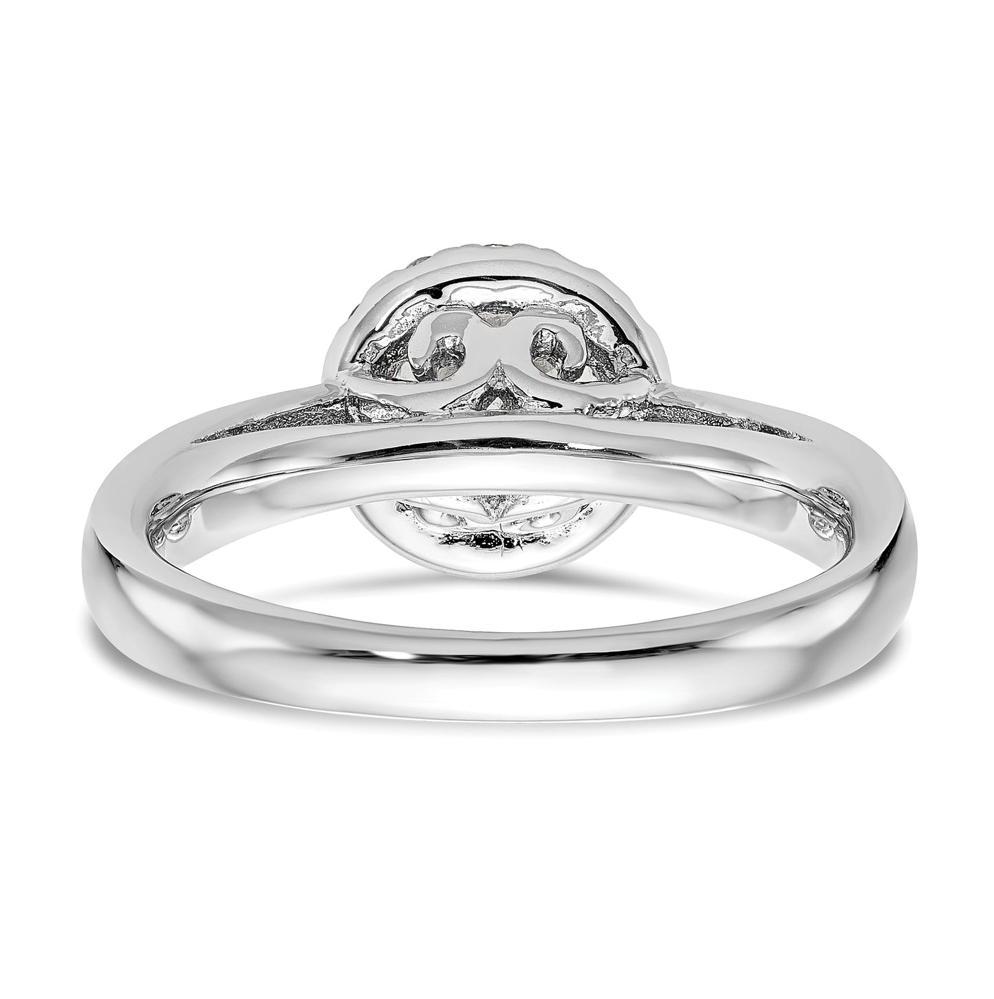 14k White Gold Halo (Holds 1 ct (6.5mm) Round Center) 1/3 ct Diamond Semi-mount Engagement Ring