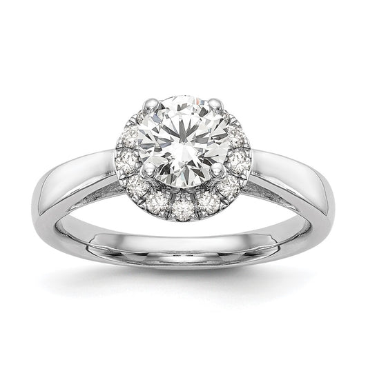 14k White Gold Halo (Holds 1 ct (6.5mm) Round Center) 1/3 ct Diamond Semi-mount Engagement Ring