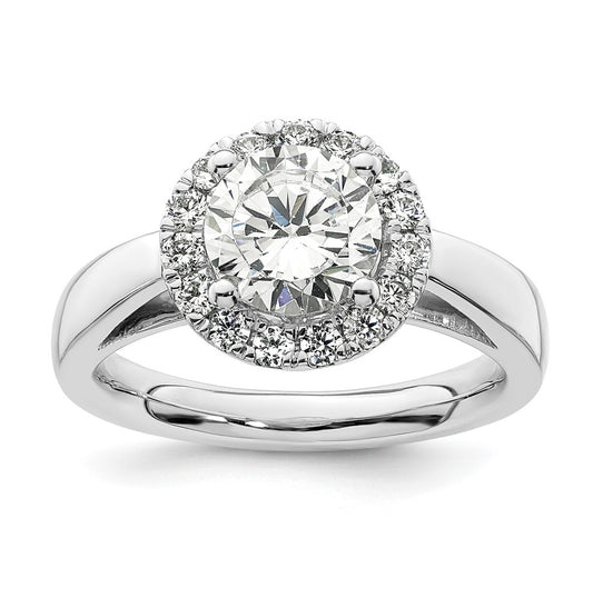 14k White Gold Halo (Holds 1.5 carat (7.5mm) Round Center) 3/8 carat Diamond Semi-mount Engagement Ring
