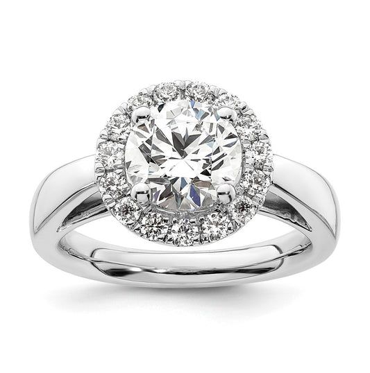 14k White Gold Halo (Holds 2 carat (8.2mm) Round Center) 1/2 carat Diamond Semi-mount Engagement Ring