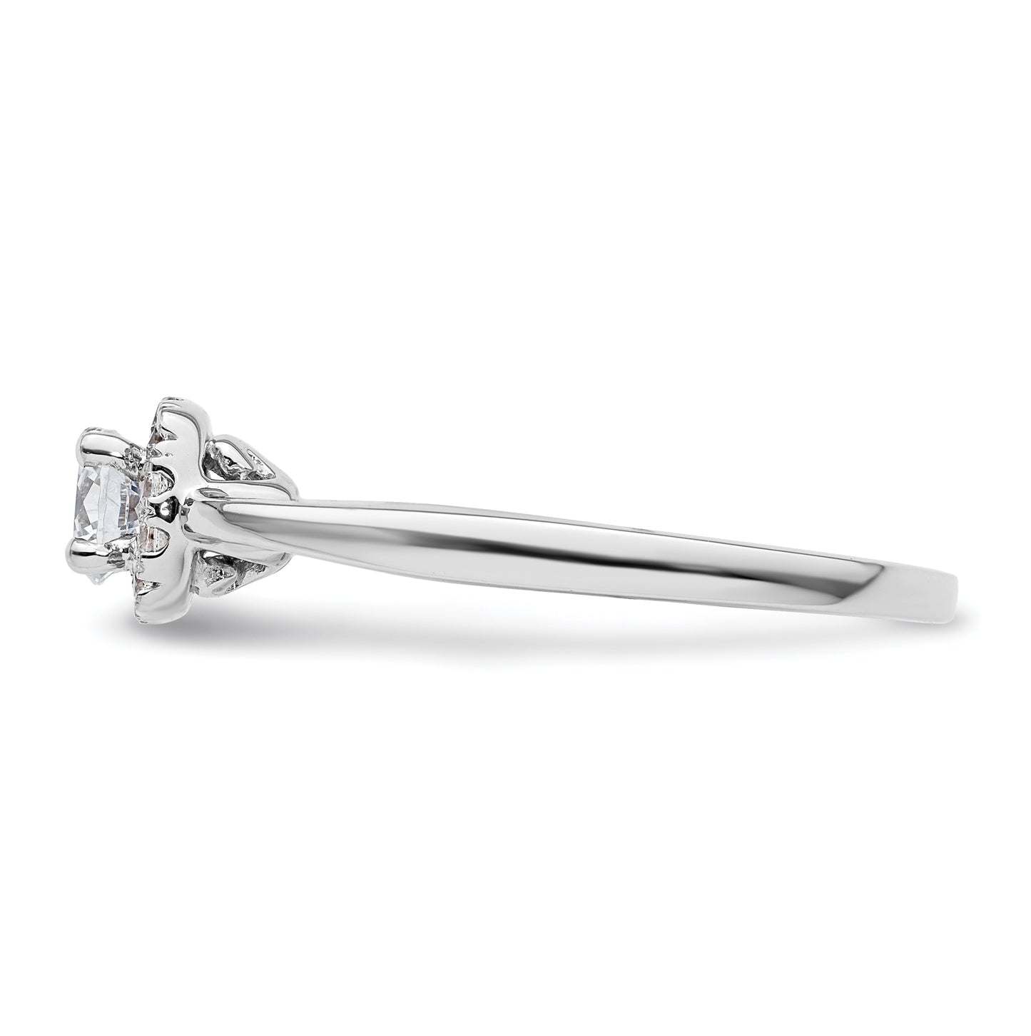 14k White Gold Halo (Holds 3/8 carat (4.6mm) Round Center) 1/8 carat Diamond Semi-mount Engagement Ring