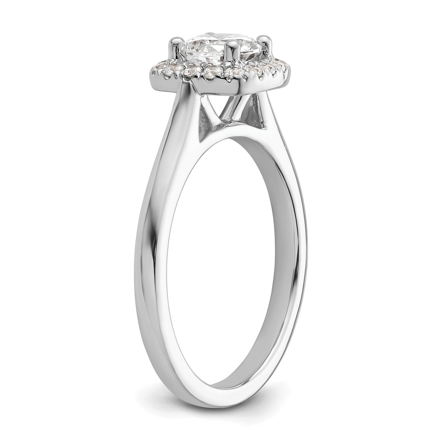 14k White Gold Halo (Holds 3/4 carat (5.8 mm) Round Center) 1/5 carat Diamond Semi-mount Engagement Ring