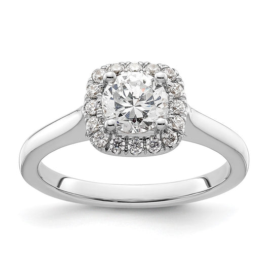 14k White Gold Halo (Holds 3/4 carat (5.8 mm) Round Center) 1/5 carat Diamond Semi-mount Engagement Ring