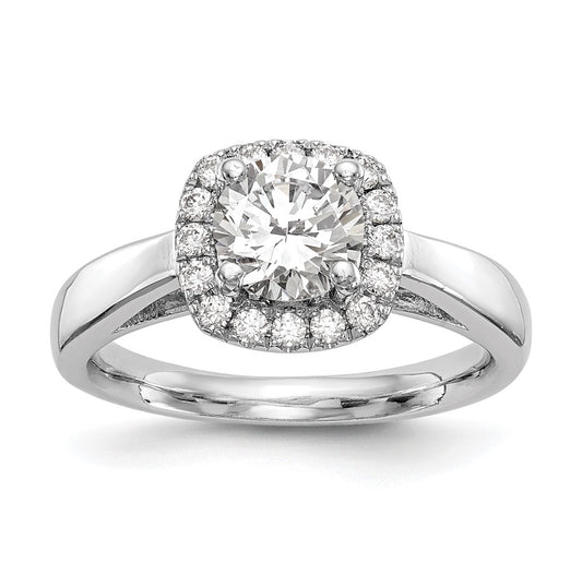 14k White Gold Halo (Holds 1 carat (6.5 mm) Round Center) 1/4 carat Diamond Semi-mount Engagement Ring