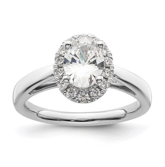 14k White Gold Halo (Holds 3/4 carat (7.5x5.00mm) Oval Center) 1/4 carat Diamond Semi-mount Engagement Ring