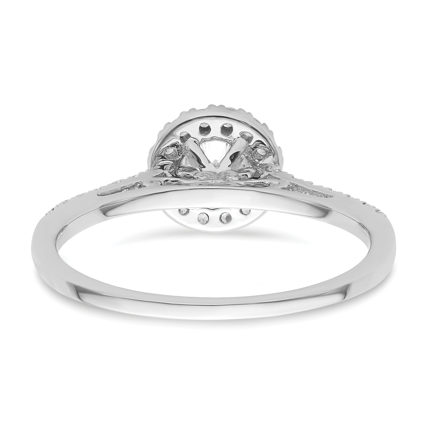 14k White Gold Halo (Holds 1/4 carat (4.1mm) Round Center) 1/4 carat Diamond Semi-mount Engagement Ring