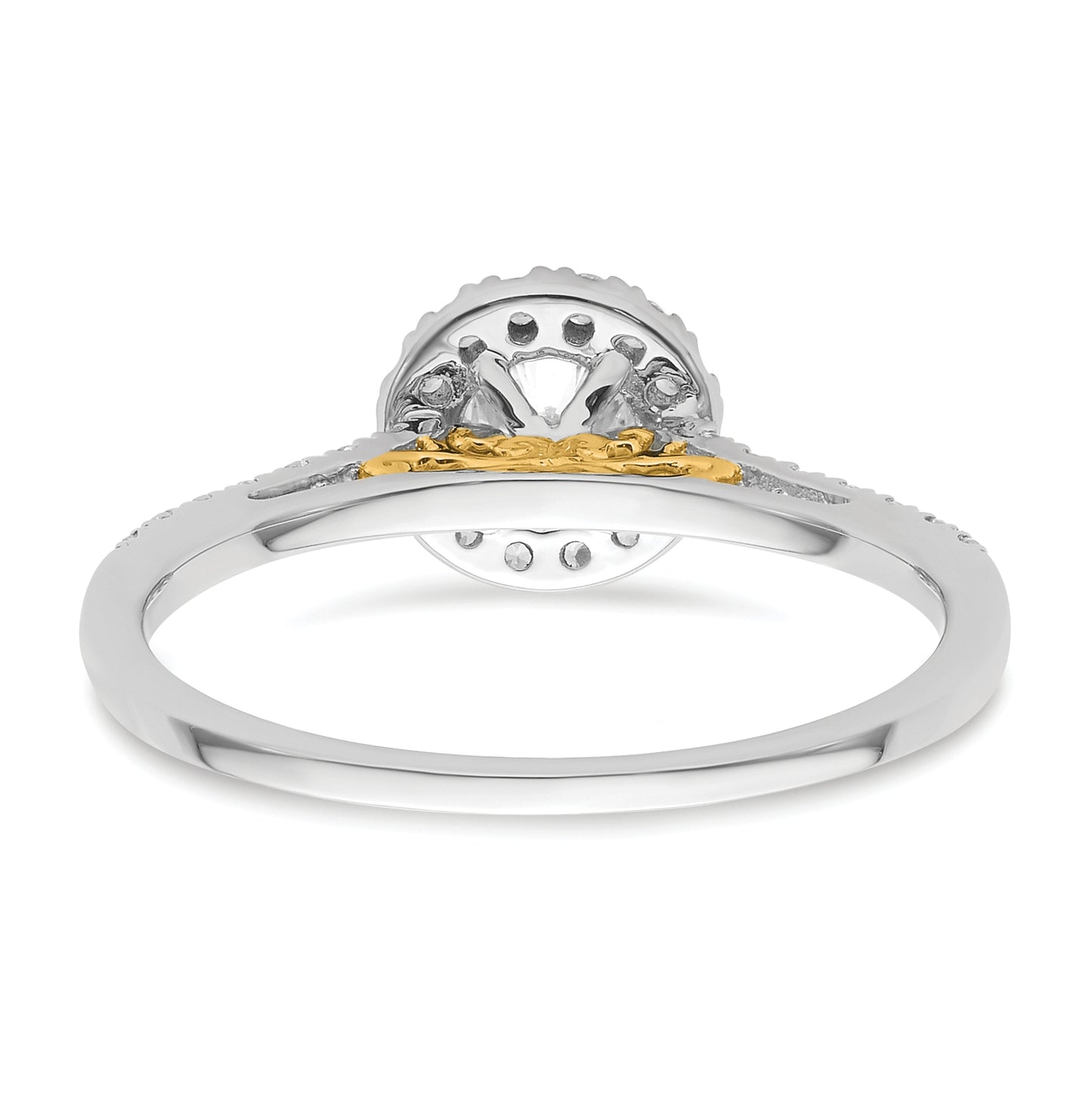 14k Two-tone Halo (Holds 1/4 carat (4.1mm) Round Center) 1/4 carat Diamond Semi-mount Engagement Ring