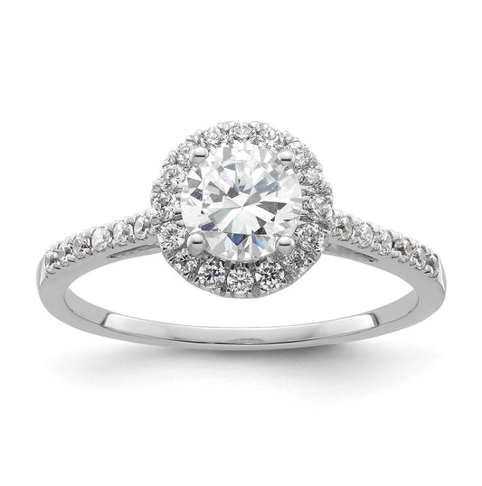 14k White Gold Halo (Holds 3/4 carat (5.8mm) Round Center) 1/4 carat Diamond Semi-mount Engagement Ring