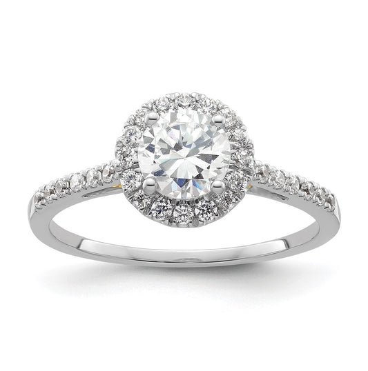 14k Two-tone Halo (Holds 3/4 carat (5.8mm) Round Center) 1/4 carat Diamond Semi-mount Engagement Ring