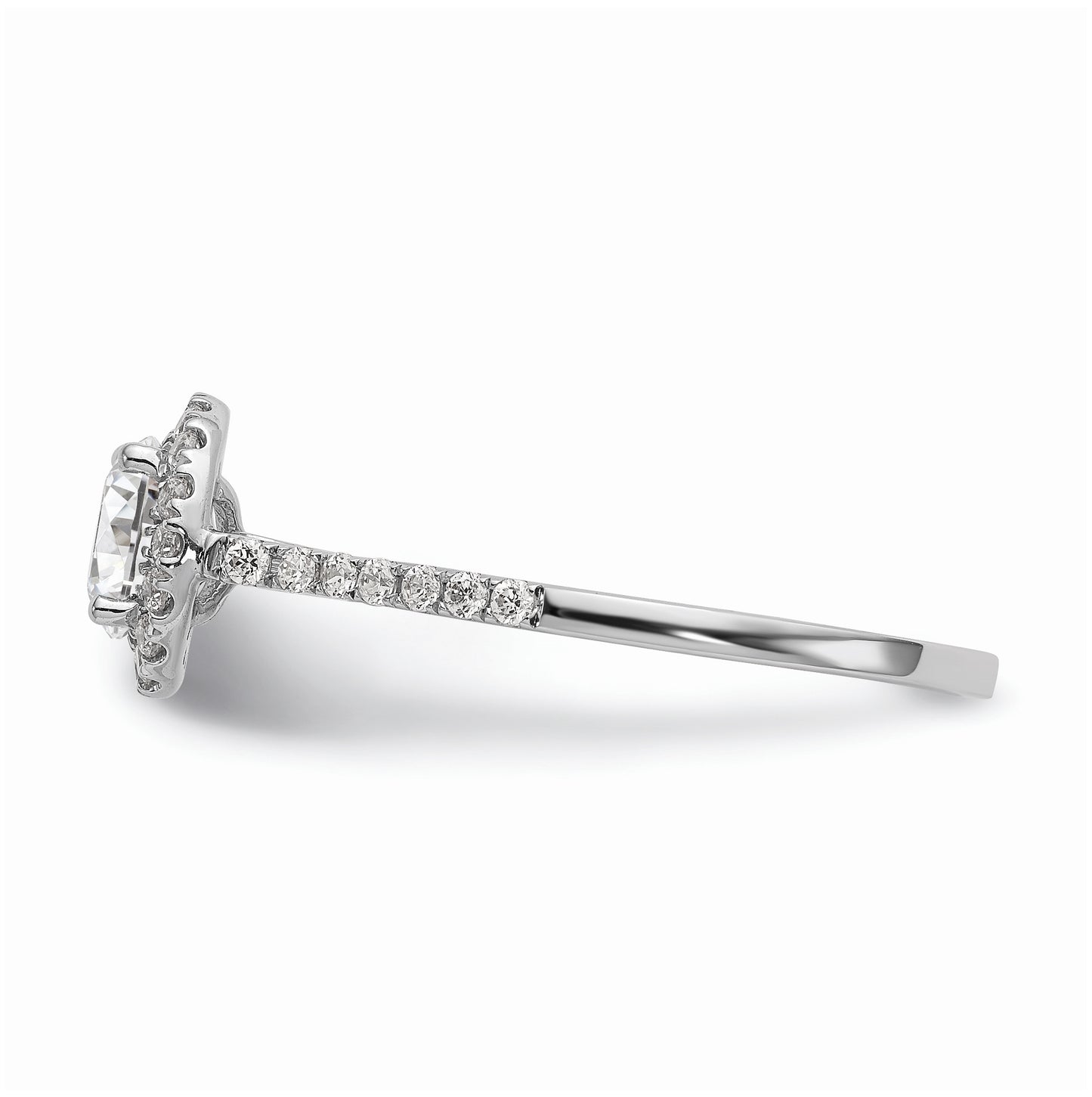 14k Two-tone Halo (Holds 1/2 carat (5.2mm) Round Center) 1/4 carat Diamond Semi-mount Engagement Ring