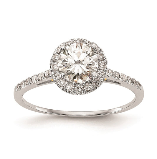14k Two-tone Halo (Holds 1/2 carat (5.2mm) Round Center) 1/4 carat Diamond Semi-mount Engagement Ring