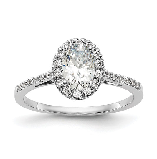 14k White Gold Halo (Holds 1 carat (7x5mm) Oval Center) 1/4 carat Diamond Semi-mount Engagement Ring