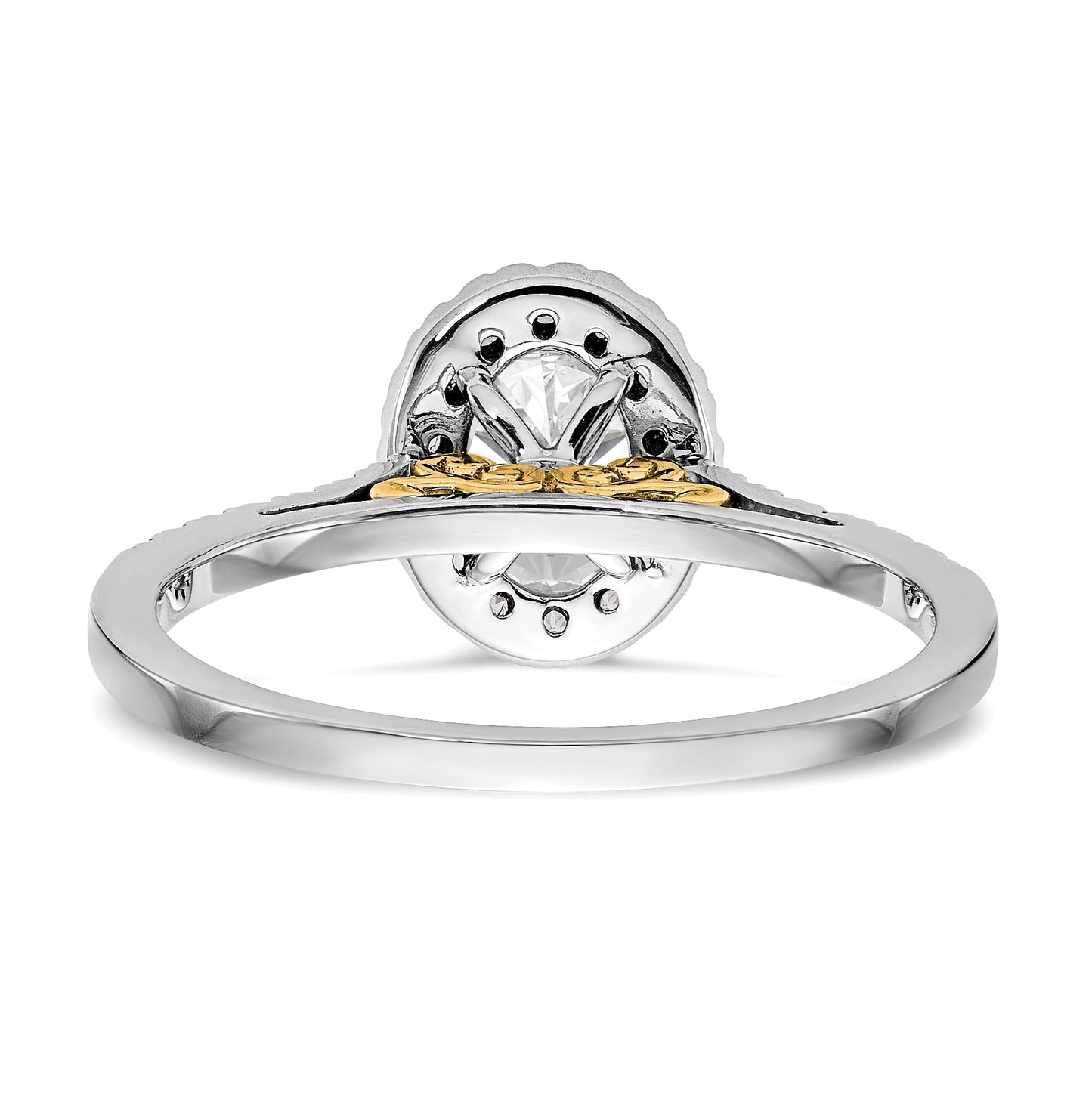 14k Two-tone Halo (Holds 1 carat (7x5mm) Oval Center) 1/4 carat Diamond Semi-mount Engagement Ring