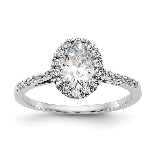 14k Two-tone Halo (Holds 1 carat (7x5mm) Oval Center) 1/4 carat Diamond Semi-mount Engagement Ring