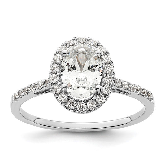 14k White Gold Halo (Holds 1.25 carat (7.5x5.5mm) Oval Center) 1/3 carat Diamond Semi-mount Engagement Ring
