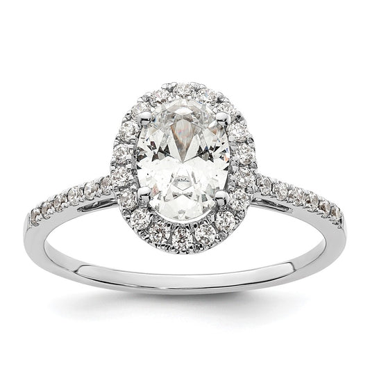 14k Two-tone Halo (Holds 1.25 carat (7.5x5.5mm) Oval Center) 1/3 carat Diamond Semi-mount Engagement Ring
