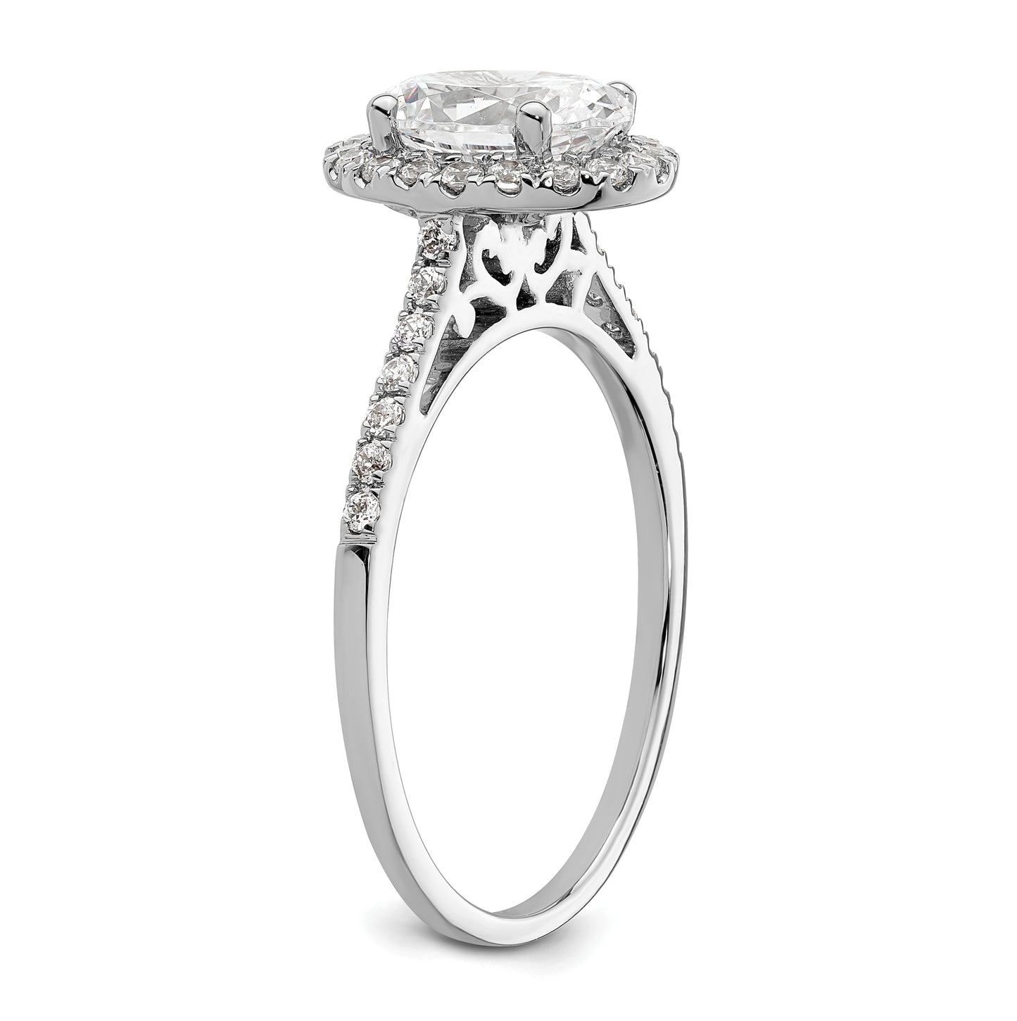 14k White Gold Halo (Holds 1.5 carat (8x6mm) Oval Center) 1/3 carat Diamond Semi-mount Engagement Ring