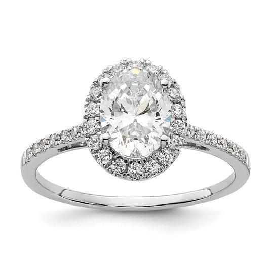 14k White Gold Halo (Holds 1.5 carat (8x6mm) Oval Center) 1/3 carat Diamond Semi-mount Engagement Ring