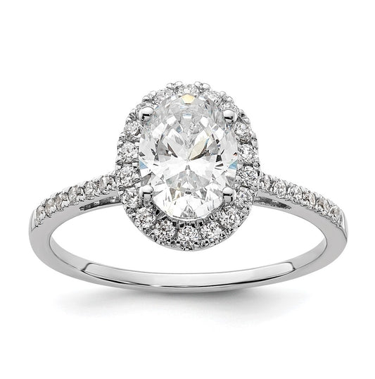 14k Two-tone Halo (Holds 1.5 carat (8x6mm) Oval Center) 1/3 carat Diamond Semi-mount Engagement Ring