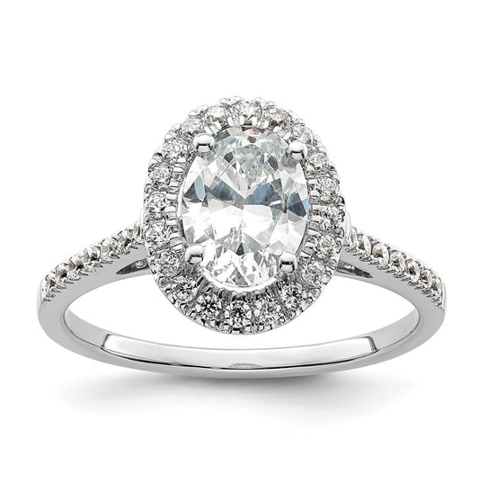 14k Two-tone Halo (Holds 2 carat (8.5x6.5mm) Oval Center) 1/3 carat Diamond Semi-mount Engagement Ring