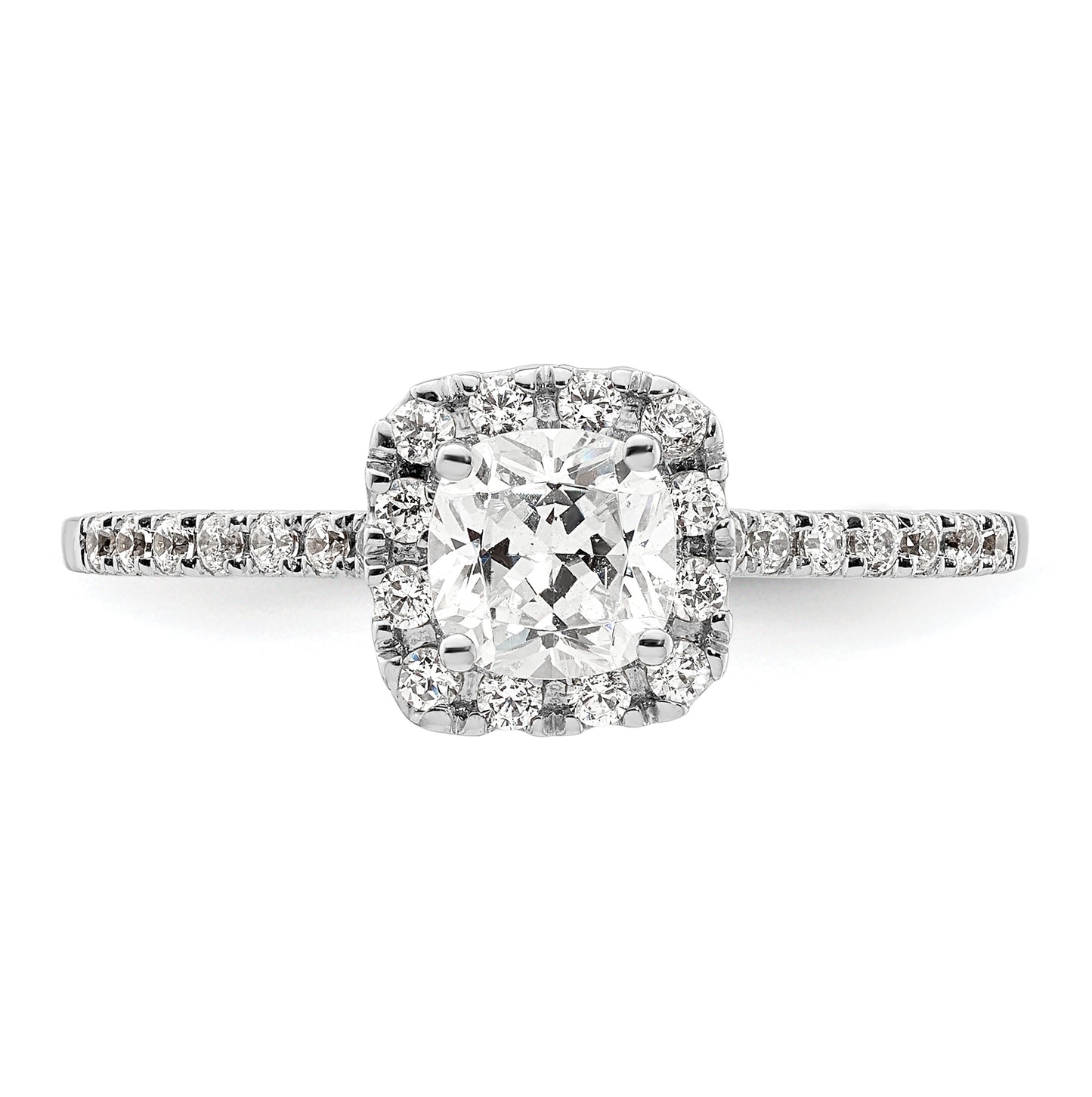 14k Two-tone Halo (Holds 3/4 carat (4.8mm) Cushion Center) 1/4 carat Diamond Semi-mount Engagement Ring