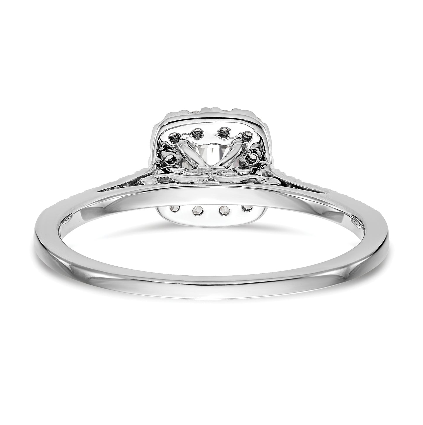 14k White Gold Halo (Holds 1 carat (5.3mm) Cushion Center) 1/4 carat Diamond Semi-mount Engagement Ring