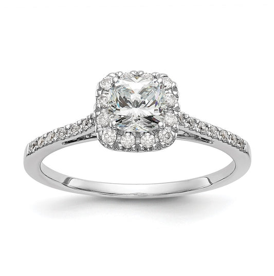 14k White Gold Halo (Holds 1 carat (5.3mm) Cushion Center) 1/4 carat Diamond Semi-mount Engagement Ring