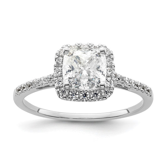 14k White Gold Halo (Holds 1.25 carat (6.00mm) Cushion Center) 1/4 carat Diamond Semi-mount Engagement Ring