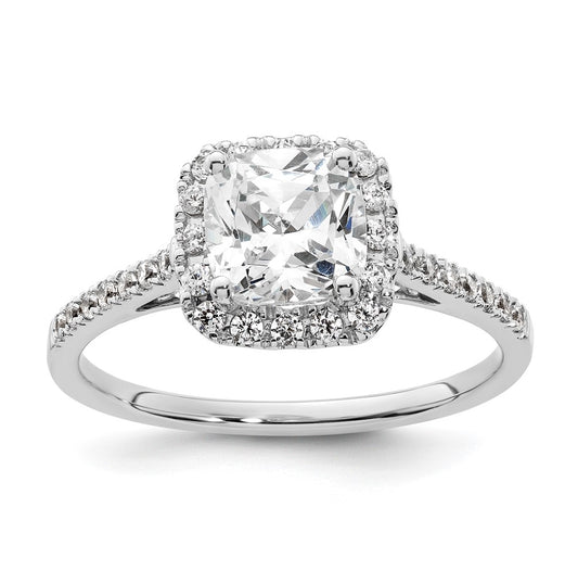 14k White Gold Halo (Holds 1.5 carat (6.5mm) Cushion Center) 1/4 carat Diamond Semi-mount Engagement Ring
