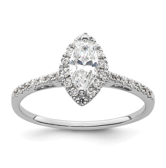 14k White Gold Halo (Holds 1/3 carat (7.0x3.5mm) Marquise Center) 1/4 carat Diamond Semi-mount Engagement Ring
