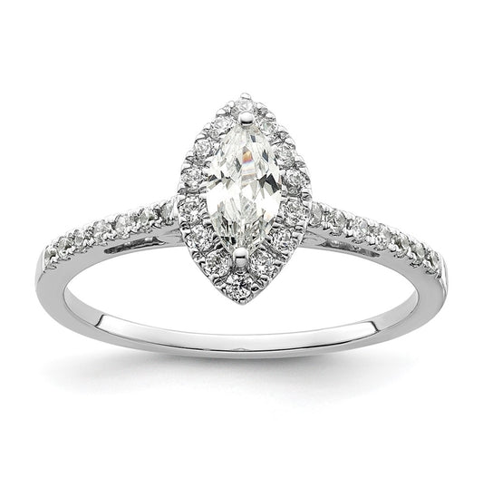 14k White Gold Halo (Holds 1/2 carat (8x4mm) Marquise Center) 1/4 carat Diamond Semi-mount Engagement Ring