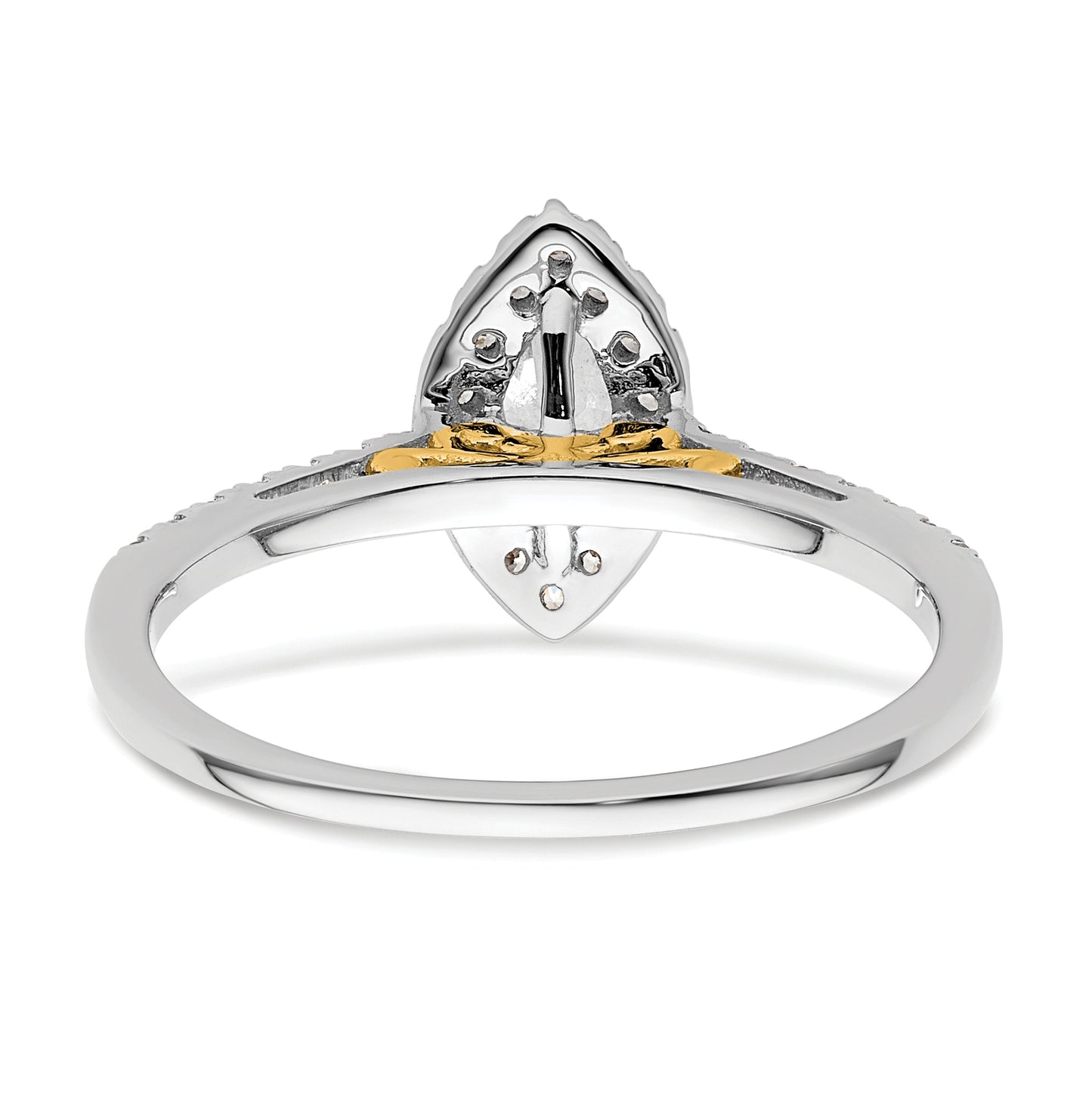 14k Two-tone Halo (Holds 1/2 carat (8x4mm) Marquise Center) 1/4 carat Diamond Semi-mount Engagement Ring