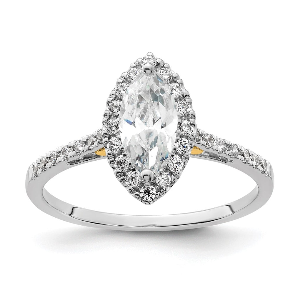 14k Two-tone Halo (Holds 3/4 carat (9.0x4.5mm) Marquise Center) 1/3 carat Diamond Semi-mount Engagement Ring