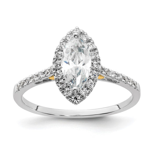 14k Two-tone Halo (Holds 3/4 carat (9.0x4.5mm) Marquise Center) 1/3 carat Diamond Semi-mount Engagement Ring