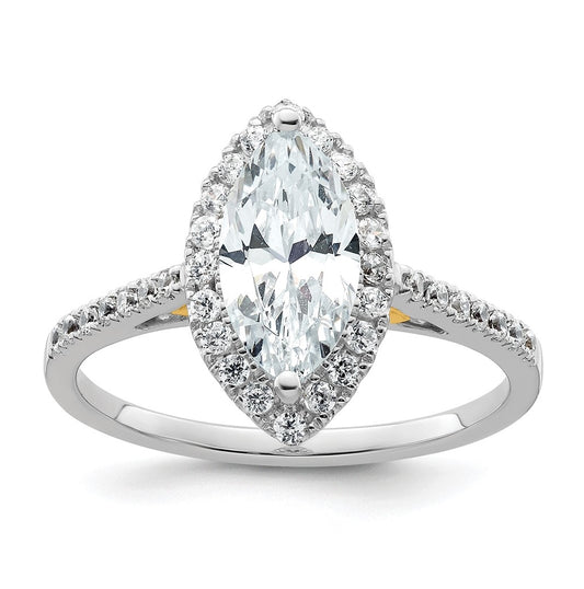 14k Two-tone Halo (Holds 1.25 carat (11x5.5mm) Marquise Center) 1/3 carat Diamond Semi-mount Engagement Ring