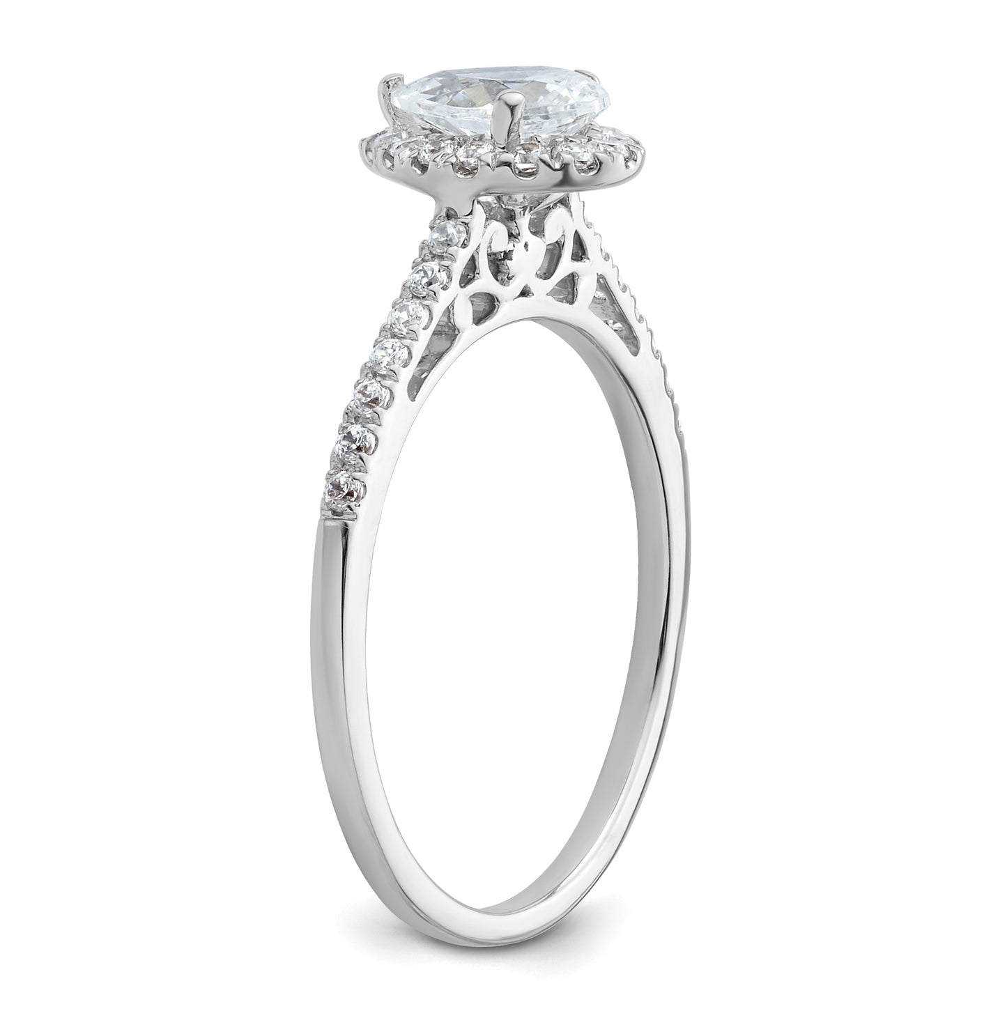 14k White Gold Halo (Holds 3/4 carat (7x5mm) Pear Center) 1/4 carat Diamond Semi-mount Engagement Ring