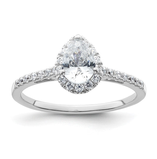 14k White Gold Halo (Holds 3/4 carat (7x5mm) Pear Center) 1/4 carat Diamond Semi-mount Engagement Ring