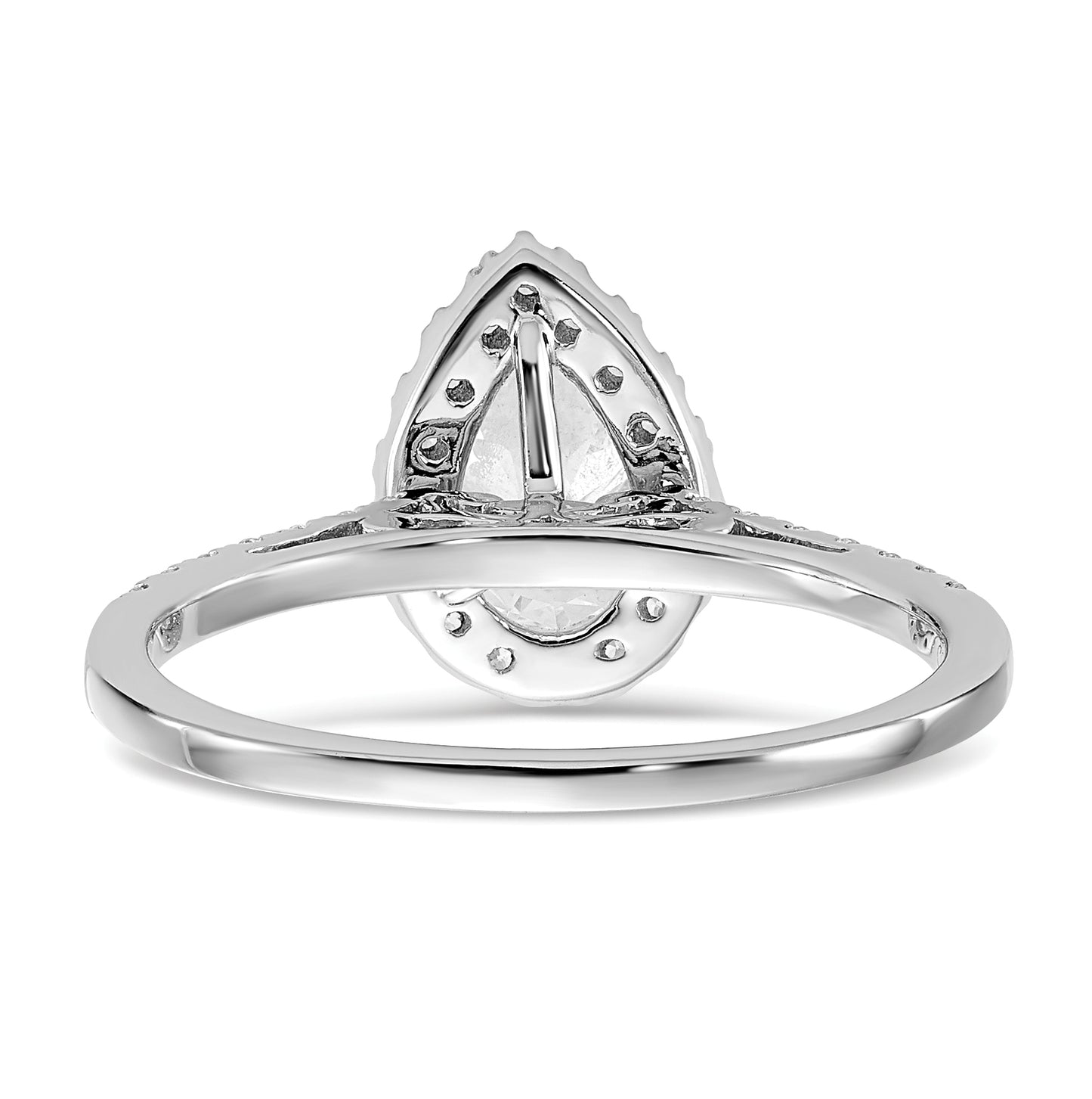 14k White Gold Halo (Holds 1 carat (8x5mm) Pear Center) 1/3 carat Diamond Semi-mount Engagement Ring