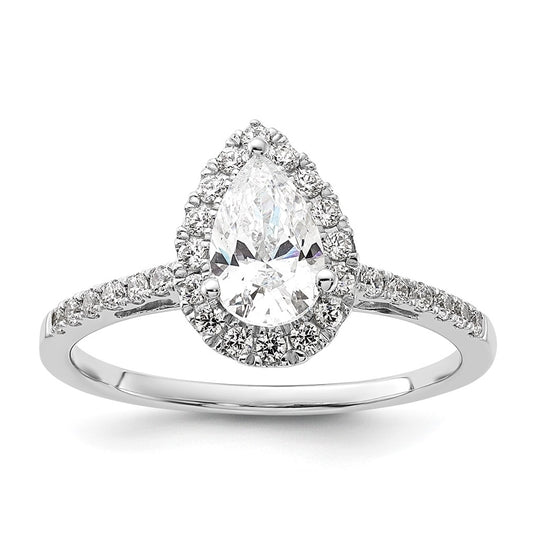 14k White Gold Halo (Holds 1 carat (8x5mm) Pear Center) 1/3 carat Diamond Semi-mount Engagement Ring